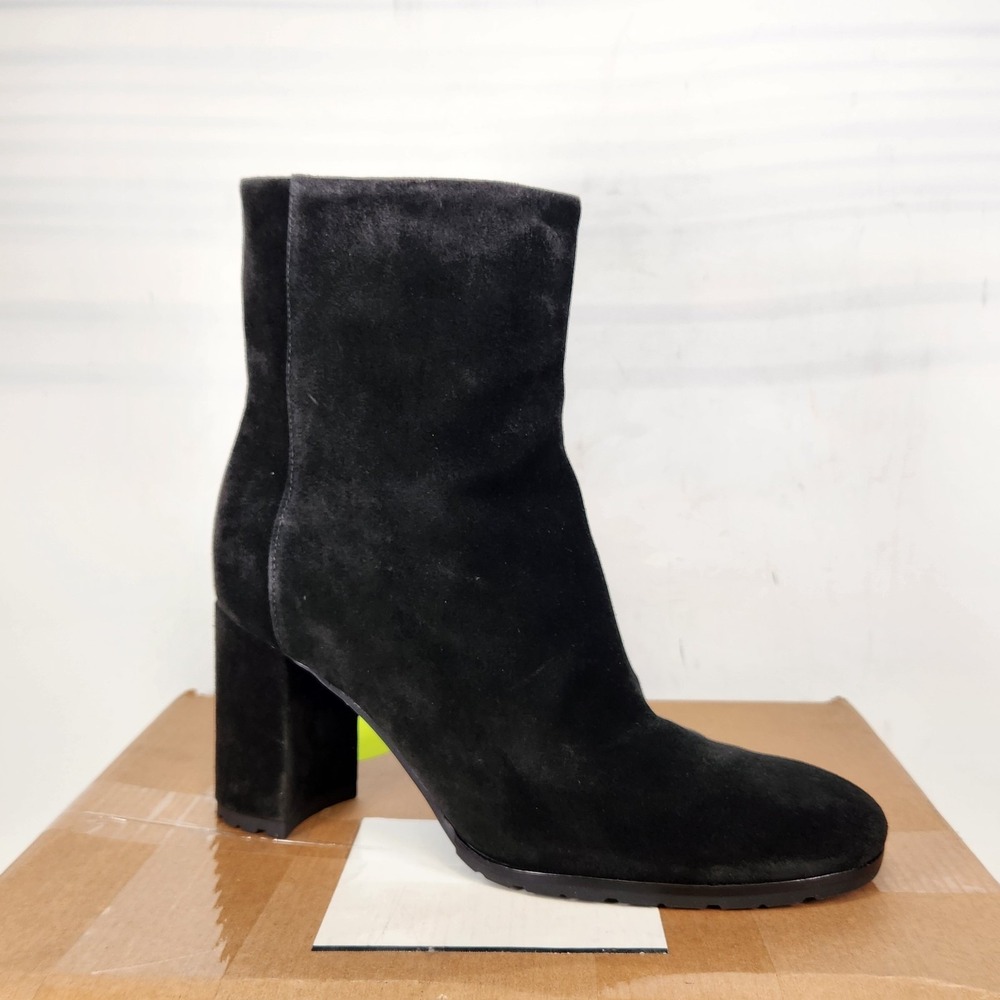 Vince Elora Lug-E Bootie Women Size 7.5 Black Suede Water Repellent Block Heel